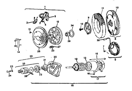 Starter Motor Group Diagram and Parts List for 422400-422499 1209-01 Briggs and Stratton Engine